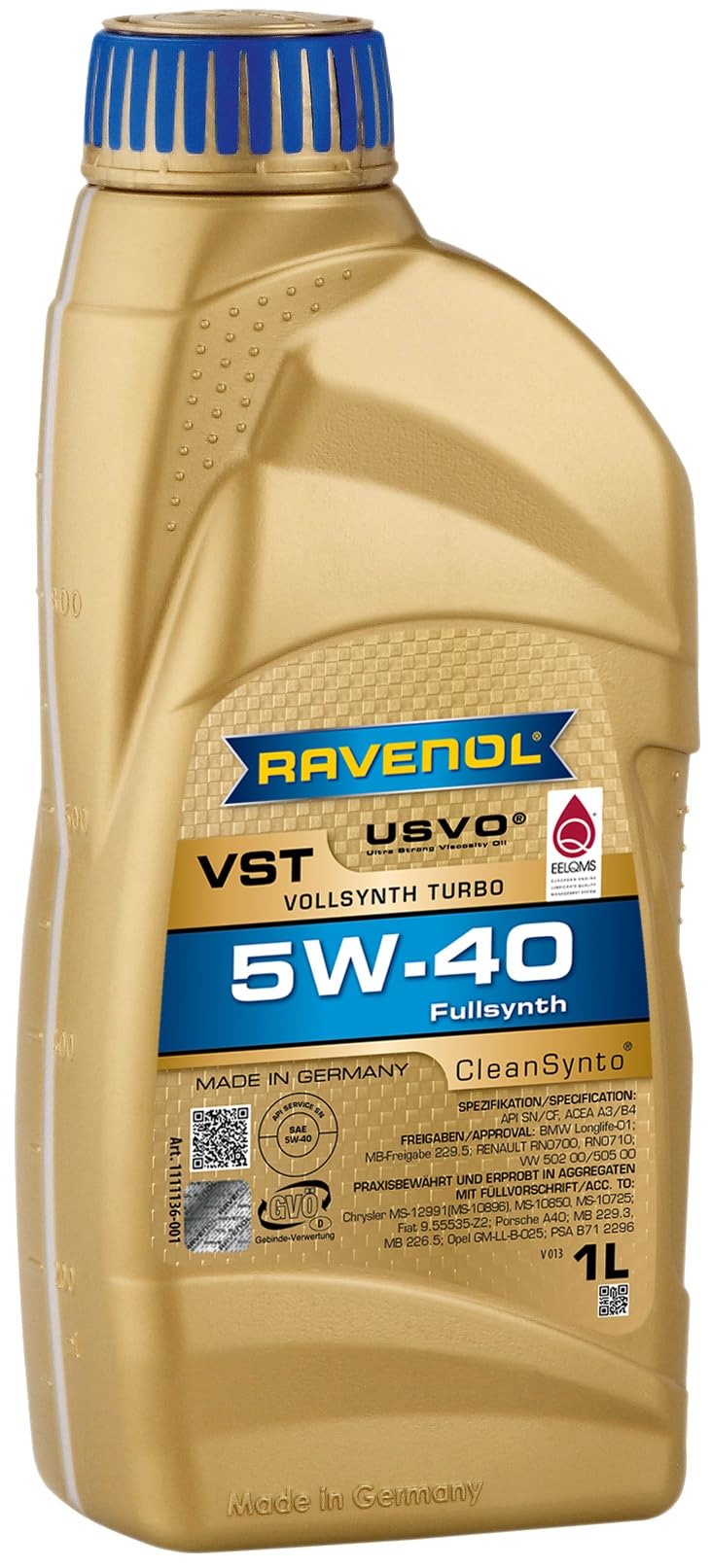 Amazon.com: RAVENOL J1A1549 VST 5W-40 Fully Synthetic Motor Oil (1